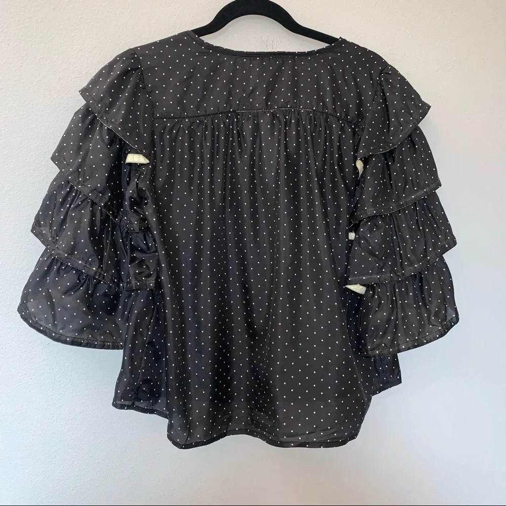 Scotch & Soda Maison Scotch Polka Dot Print Layered Ruffle Sleeves Blouse Top - Picture 9 of 9